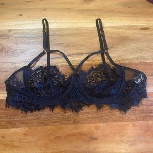 Eyelash Lace Cup Underwire Sexy Bra Size Large Adjustable Straps